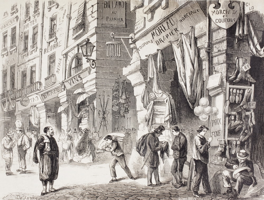 Les Halles Market Rue De La Tonellerie Paris France In The Mid 19Th Century From Lunivers Illustre Published 1866 Canvas Art - Ken Welsh Design Pics (34 x 26)