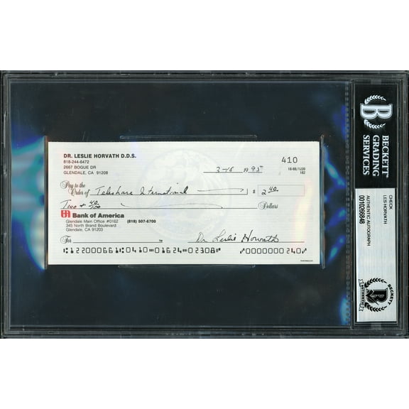 Les Horvath Autographed 3x6 Check Ohio State Buckeyes Beckett BAS #10266848