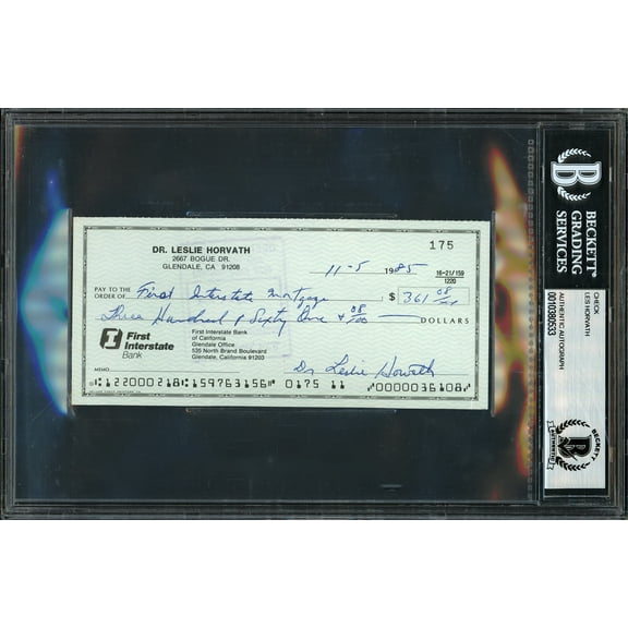 Les Horvath Autographed 3x6 Check Ohio State Buckeyes Beckett BAS #10380533