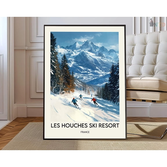 Les Houches Ski Area Poster, Chamonix Mont Blanc Art
