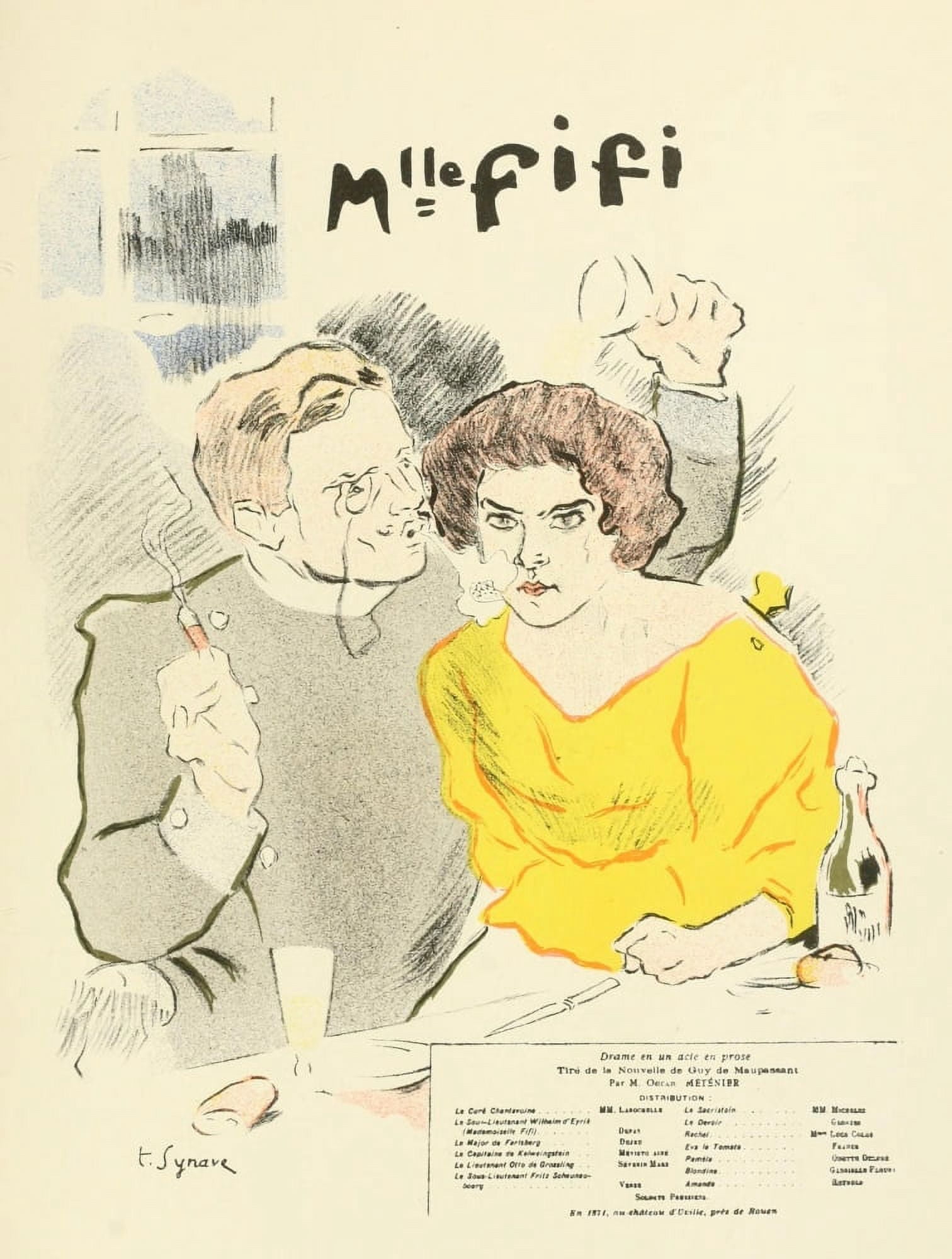 Les Menus & Programmes Illustrs 1898 Mlle Fifi Canvas Art - TancrÔø?de Synave (24 x 36)