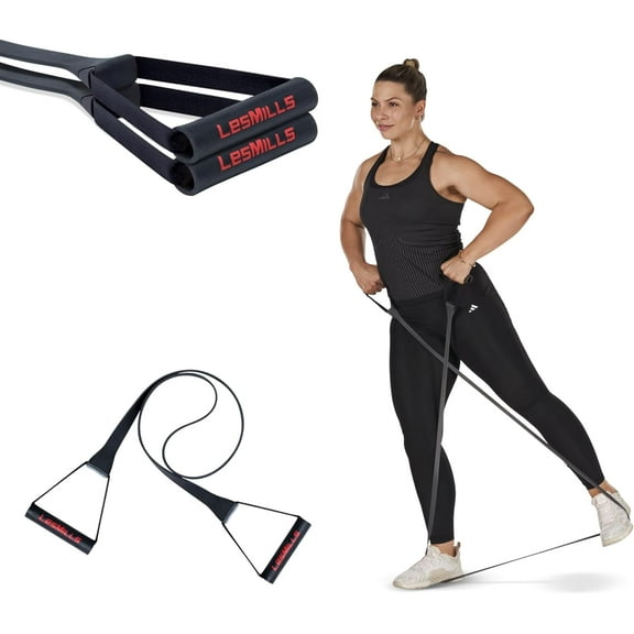 Les Mills SMARTBAND Extreme Workouts Bands with Handles for Women and Men, Resistance Bands for Working Out, Stretch Bands for Exercise at Home