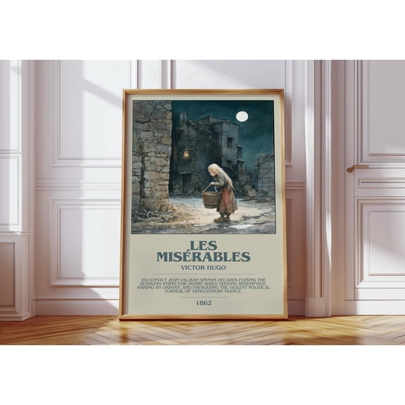 Les Misérables by Victor Hugo Modern Book Print Poster, Classic Literature Literary Art, Reader Gift, Bookshelf Decor UNFRAMED