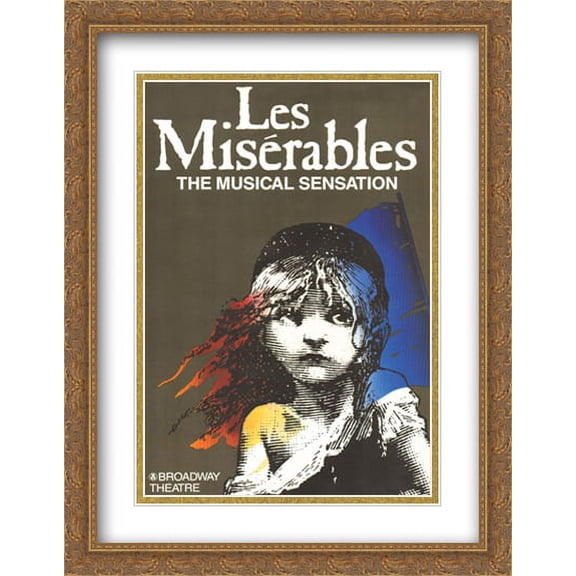 Les Miserables - Broadway 28x36 Double Matted Large Gold Ornate Framed Show Poster Art Print