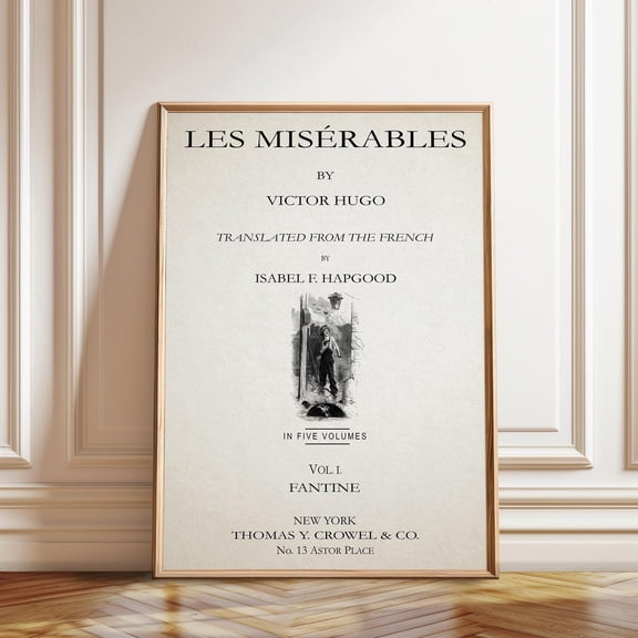 Les Miserables Title Page Poster Victor Hugo Book Cover , Poster Print Only