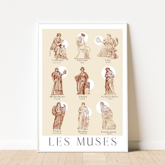 Les Muses Poster, The Nine Muses Print, Greek Muses Art, Ancient Greek Mythology, Classic Literature Wall Art, Academia Aesthetic Room Decor Wall Art, Modern Wall Decor, 8x12 UNFRAMED