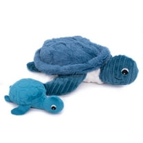 Les Ptipotos Sea Turtle Mom & Baby Plush Stuffed Animal Set & Eco-Friendly Toy in Blue
