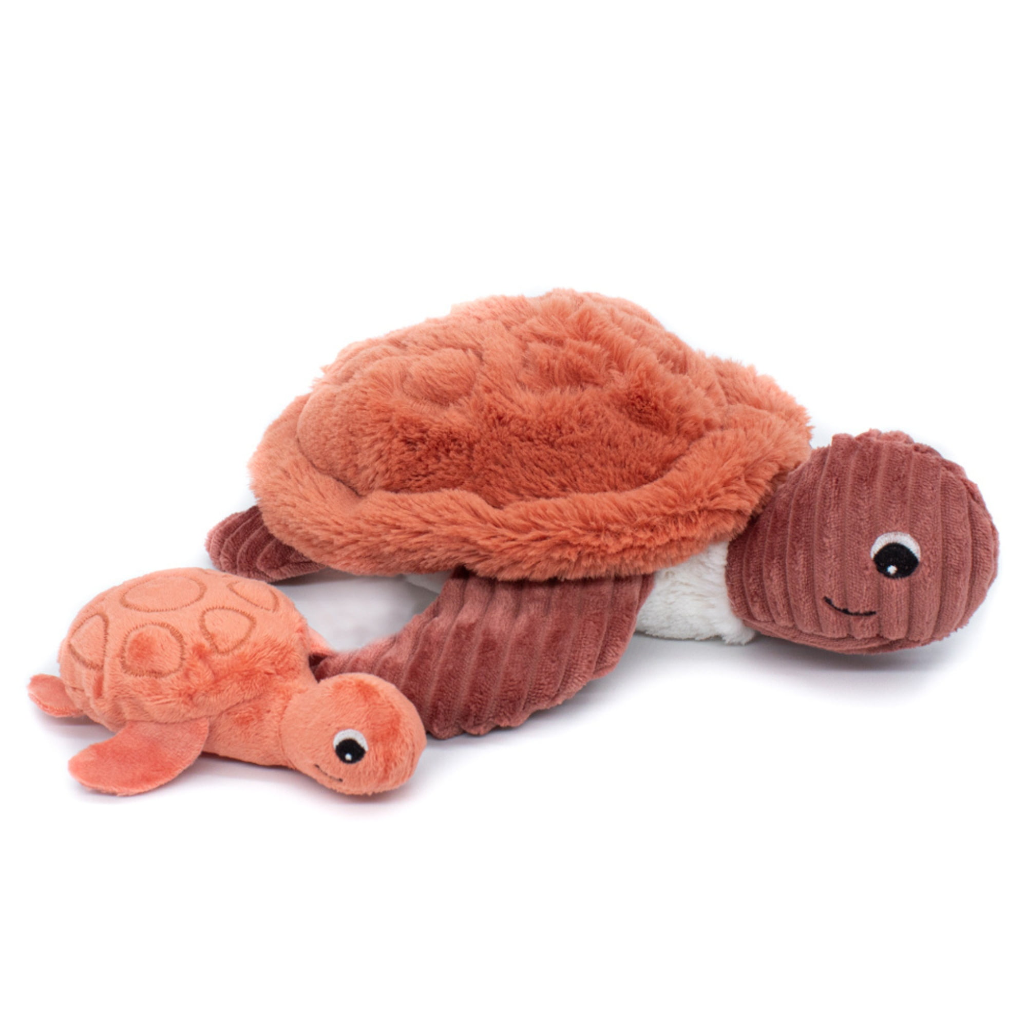 Les Ptipotos Sea Turtle Mom & Baby Plush Stuffed Animal Set & Eco-Friendly Toy in Terracotta