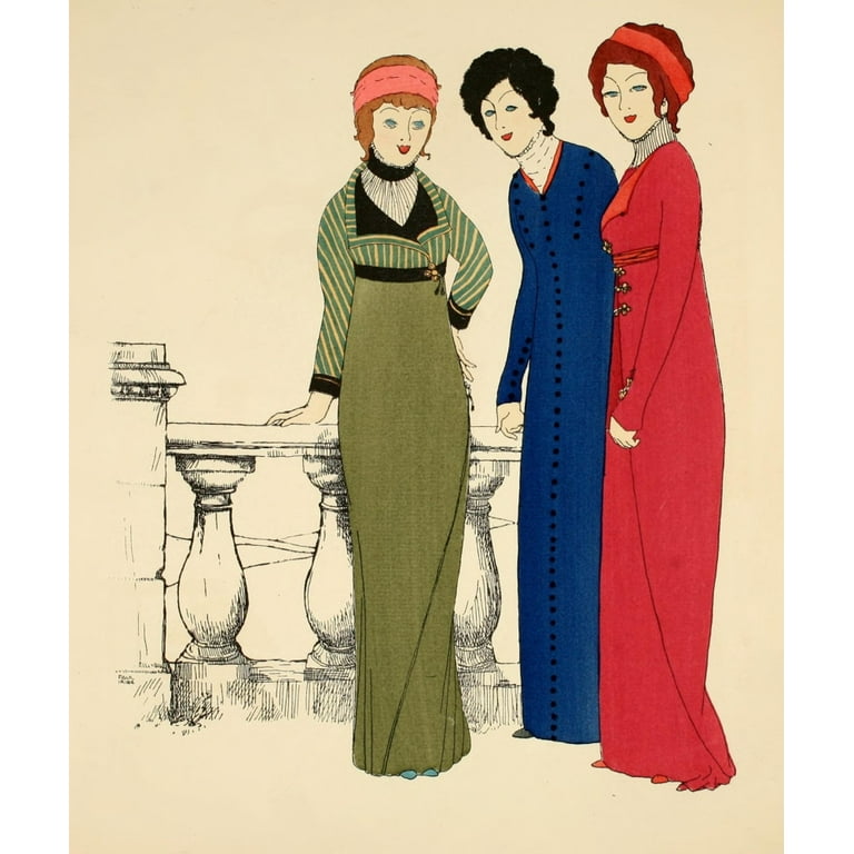 Les Robes de Paul Poiret 1908 Three ladies red dress Poster Print by Paul Iribe 18 x 24