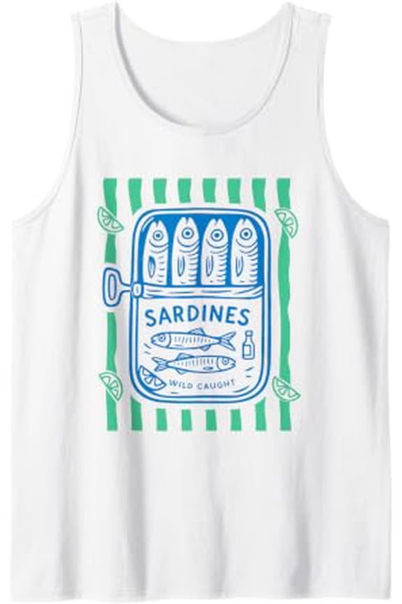 Les Sardines Fisherman Aesthetic Coastal Sardine Tinned Fish Tank Top Size S-3XL