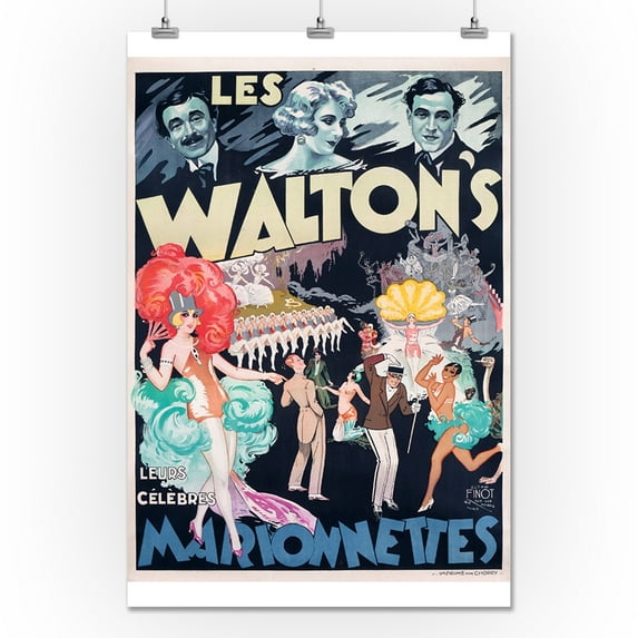 Les Walton's Celebres Marionnettes Vintage Poster (artist: Finot) France c. 1930 (24x36 Giclee Gallery Print, Wall Decor Travel Poster)