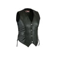 thumbnail image 1 of Lesa Collection Ladies Black Leather Waistcoat Side Laces Motorcycle Style Biker Women's Vintage Vests Size - S, 1 of 1