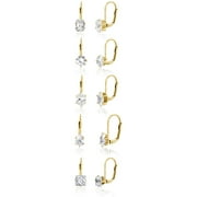 Lesa Michele 5 Piece Crystal Lever back Earrings for Women