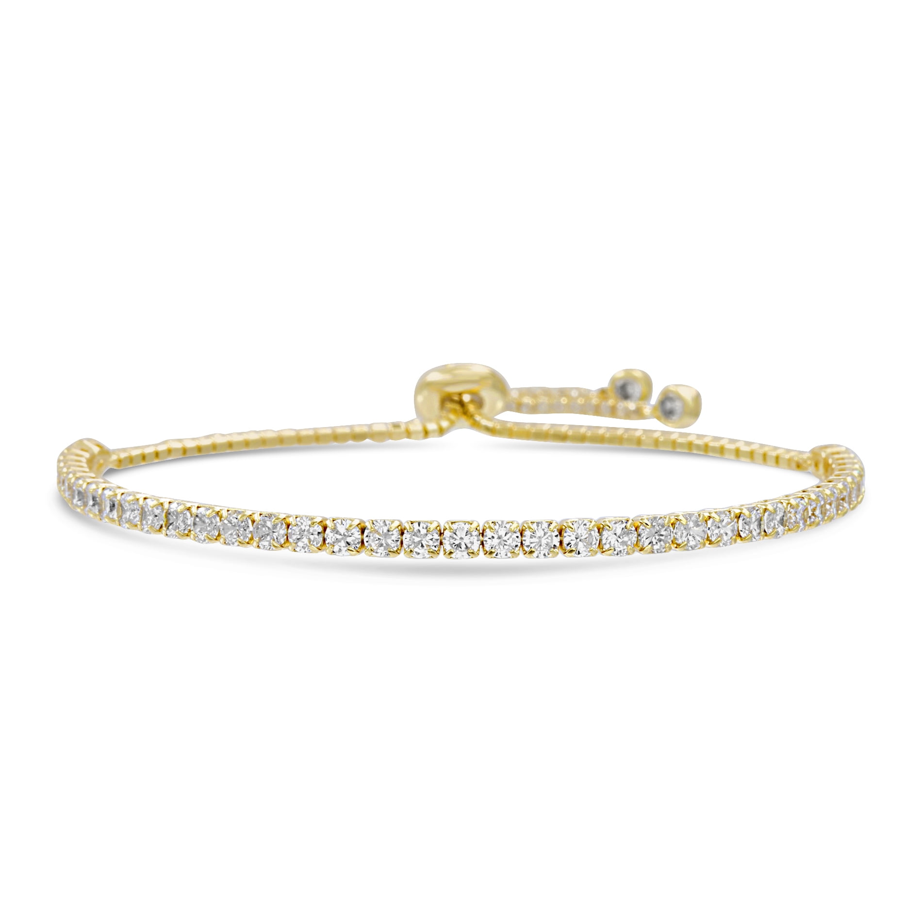 Lesa Michele Cubic Zirconia Tennis Slider Chain Bracelet in Yellow