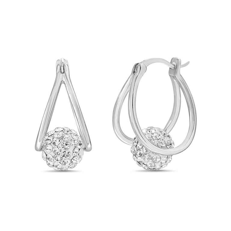 Lesa Michele Faceted Floating Fireball Hoop Earrings Made with Swarovski Crystals for Women Walmart