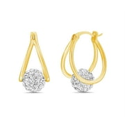 Lesa Michele Floating Fireball Split Hoop Earrings Made with Swarovski Crystals in Yellow Gold Plated Brass for Women