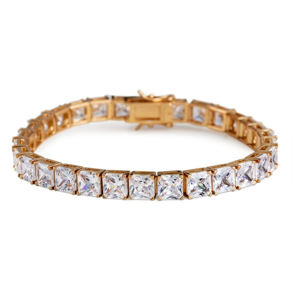 Lesa Michele Princess Cut Cubic Zirconia Tennis Braclet in Rose Gold Plated Brass
