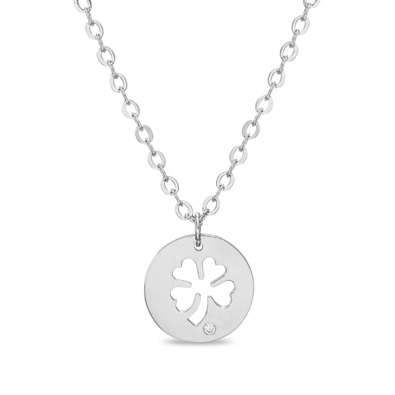 Lesa Michele Rhodium Plated Brass Crystal Clover Necklace for Women