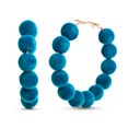 thumbnail image 1 of Lesa Michele Teal Velvet Alloy Ball Hoop Earrings, 1 of 5