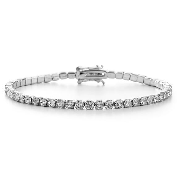 Lesa Michele Tennis Bracelet made with Swarovski Crystal in Rhodium Plated Brass