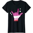 thumbnail image 1 of Lesbian ASL ILY Rainbow Pride Lesbian Sign Language Gift T-Shirt, 1 of 3