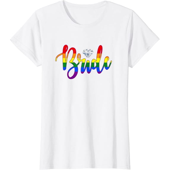 Lesbian Bride T Shirt Pride Rainbow LGBTQ Wedding Gift T-shirt