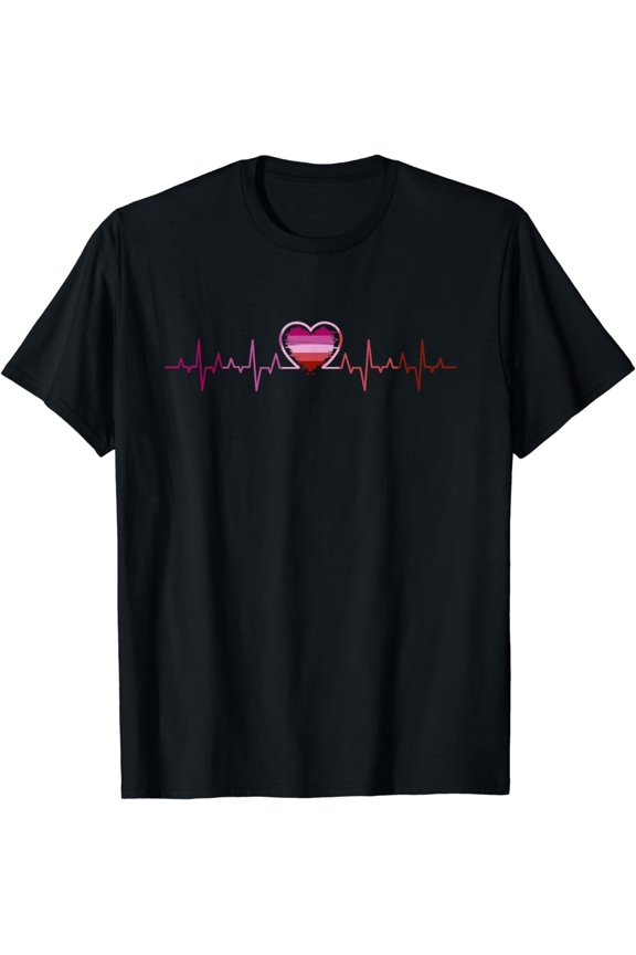 Lesbian Heartbeat - Lesbian Pride Outfit Lesbian Gift T-Shirt
