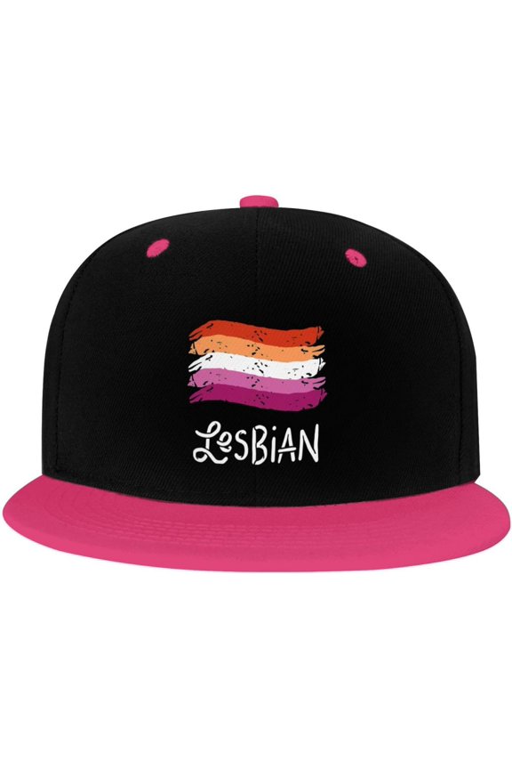 Lesbian LGBT Flag Gifts Trucker Hat Baseball Cap Women Men Dad Hat Adjustable Snapback Hat Cowboy Hat White