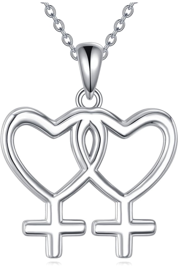 Lesbian Necklace Sterling Silver Gay & Lesbian Symbol LGBT Lesbian Pride Pendant Necklace for Couples Jewelry Gifts