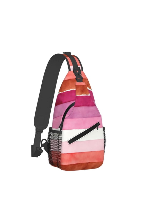 Lesbian Pride Flag Sling Crossbody Bag Cross Body Backpack Travel Hiking Daypack