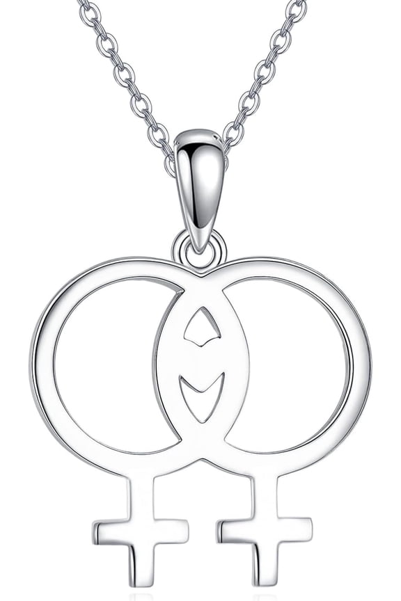 Lesbian Pride Necklace 925 Sterling Silver Lesbian Symbol Lgbt Pride Necklace LGBT Pride Jewelry Gifts for Women