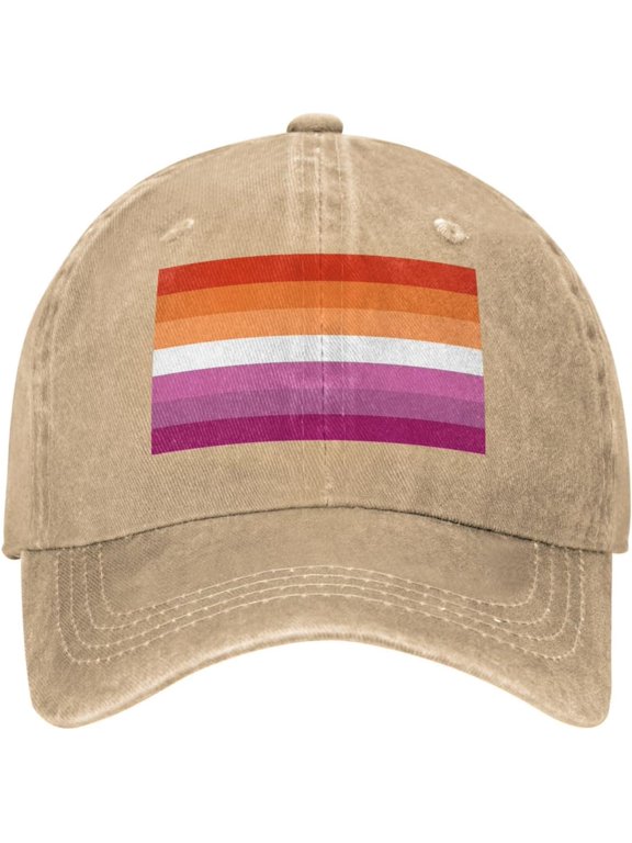 Lesbian Pride Rainbow LGBT Flag Cowboy Hat Men Vintage Baseball Cap Women Dad Hat Sun Hat Adjustable Trucker Hat Black