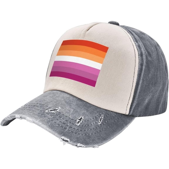 Lesbian Pride Rainbow LGBT Flag Cowboy Hat Men Vintage Baseball Cap Women Dad Hat Sun Hat Trucker Hat Dark Red