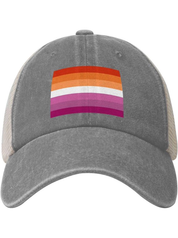 Lesbian Pride Rainbow LGBT Flag Cowboy Hat Men Vintage Mesh Baseball Cap Women Dad Hat Sun Hat Trucker Hat Black