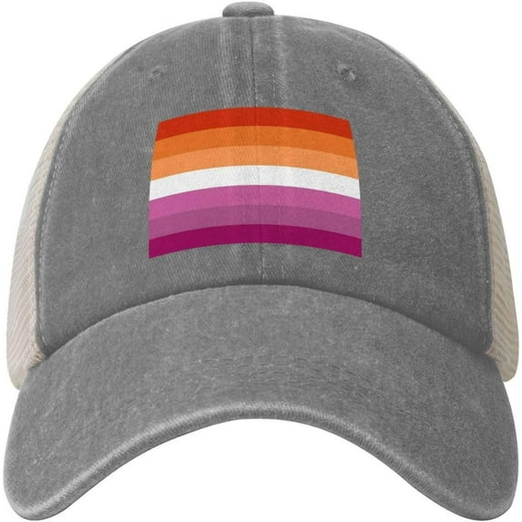 Lesbian Pride Rainbow LGBT Flag Cowboy Hat Vintage Mesh Baseball Cap Women Trucker Hat Men Dad Hat Snapback Hat Black
