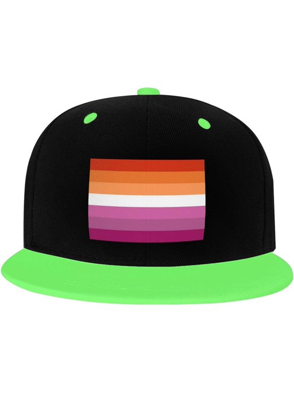 Lesbian Pride Rainbow LGBT Flag Trucker Hat Baseball Cap Women Cowboy Hat Men Dad Hat Adjustable Snapback Hat White