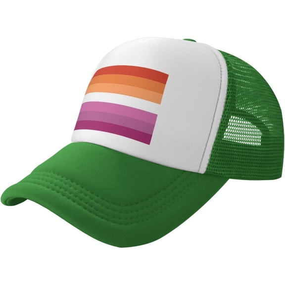 Lesbian Pride Rainbow LGBT Flag Trucker hat Mesh Baseball Cap Women Sun Hat Cowboy hat Men Hat Dad Hat Black