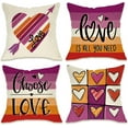 thumbnail image 1 of Lesbian Progress Pride Decorative Throw Pillow Covers 18 x 18 Set of 4, LGBTQ Choose Love Purple Stripes Heart Outdoor Pillowcase, Love is All You Need Pride Month Cushion Case Home Decor, 1 of 1