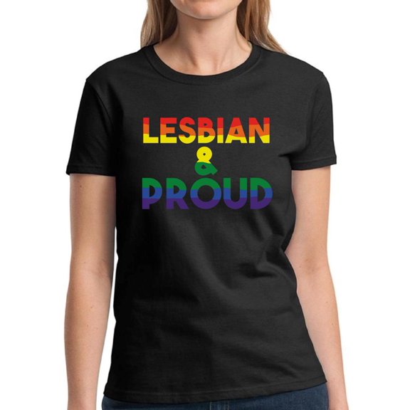 Lesbian & Proud Flag T-Shirt for Women - S M L XL 2XL 3XL - Graphic Tee Pride Support Shirt Gift
