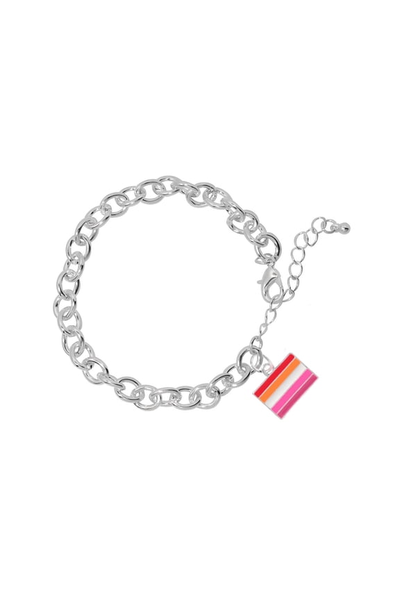 Lesbian Sunset Flag Chunky Charm Bracelets