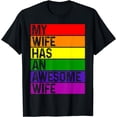 thumbnail image 1 of Lesbian Wife Funny LGBTQ Gay Pride Month Rainbow Flag T-Shirt, 1 of 4
