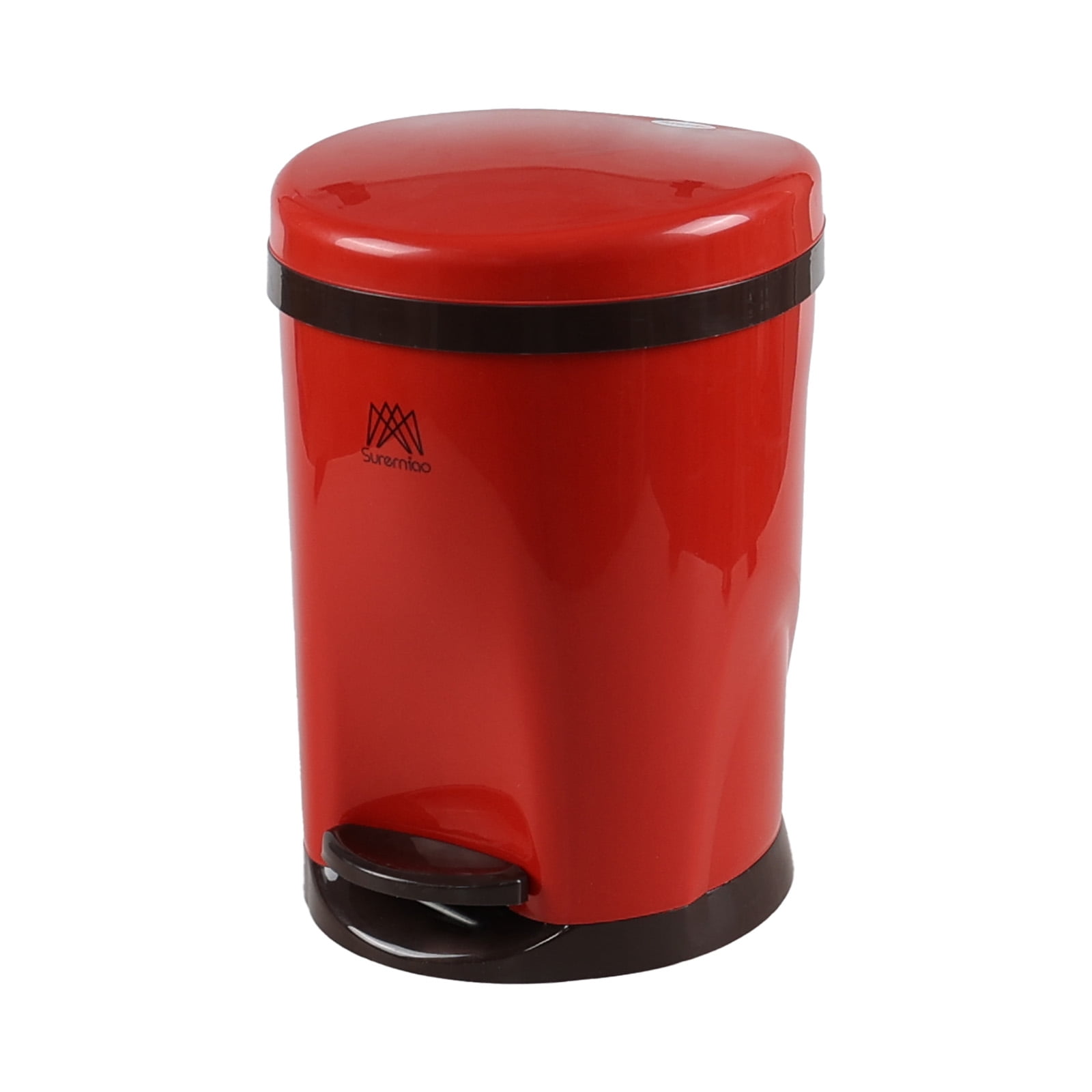 Lesbin 1.8 Gallon Small Round Step Trash Can for Bathroom, Plastic ...