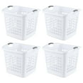 thumbnail image 1 of Lesbin 2 Bushel Square Tall Plastic Laundry Basket, 72 L Large Plastic Hamper with Carry Handle, White, 4 Pack, 1 of 8