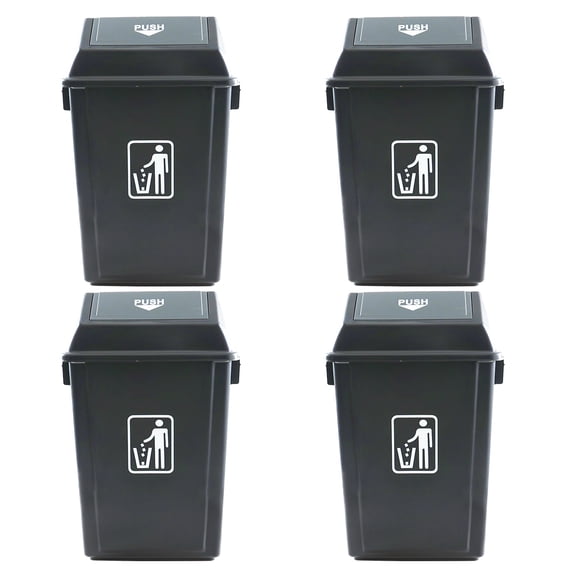 Lesbin 4-Pack 13 Gallon Kitchen Trash Can with Lid, Plastic Garbage Bin for Kitchen, Gray