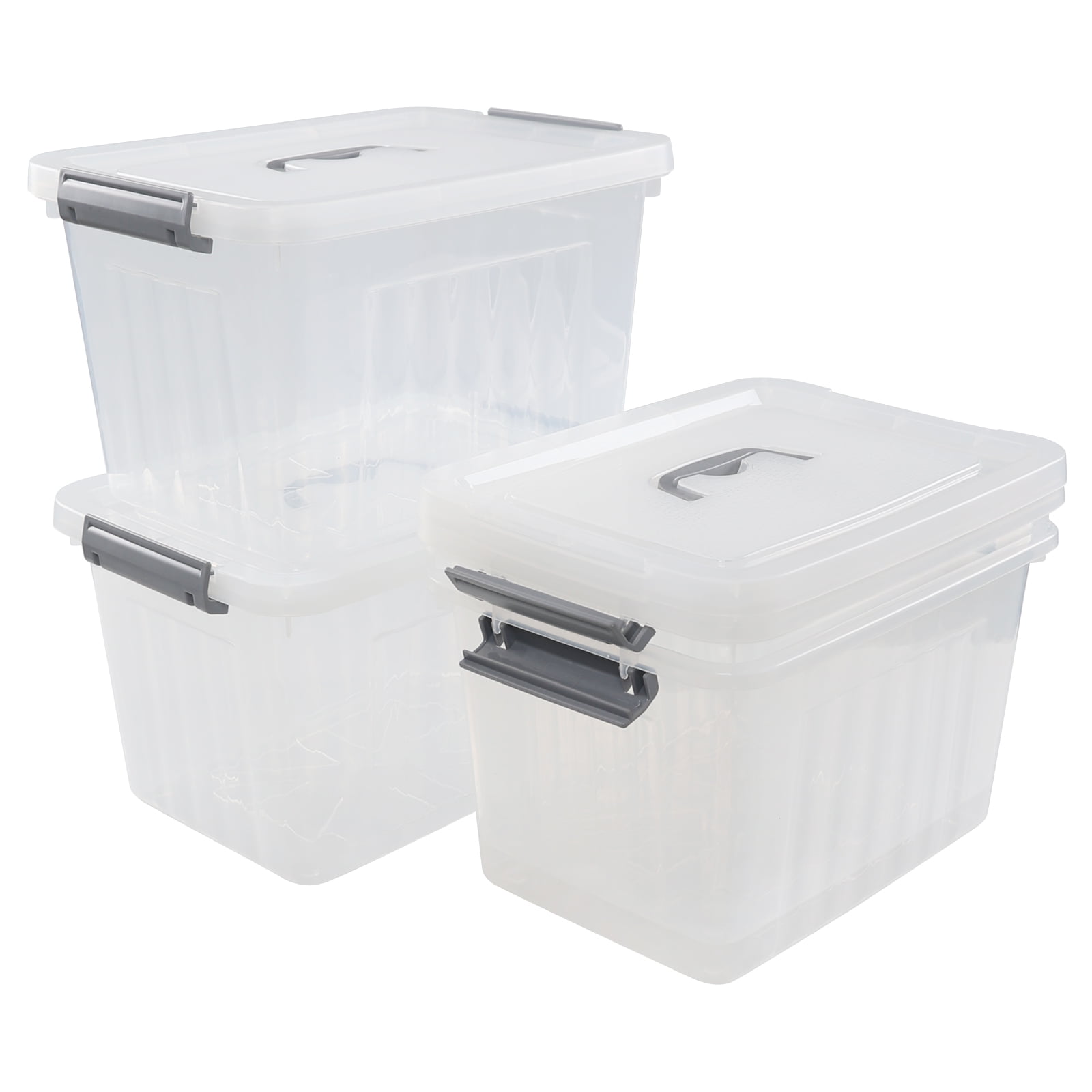 Lesbin 4-Pack Clear Plastic Storage Latch Box with Lids, 10 L - Walmart.com