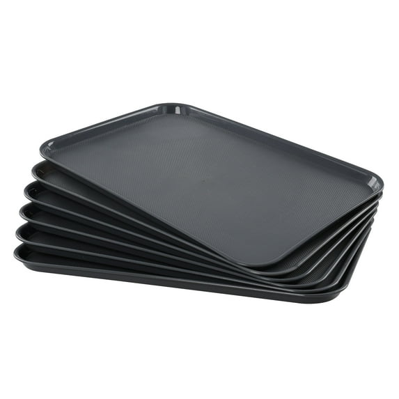 Lesbin 6-Pack 25.3" x 17.6" Large Plastic Rectangular Trays, Multi-Purpose Large Trays, Boot Trays, Gray