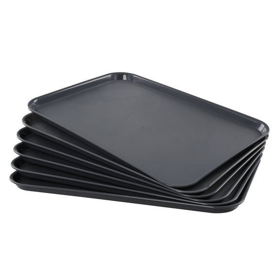 Lesbin 6-Pack 25.3" x 17.6" Large Plastic Rectangular Trays, Multi-Purpose Large Trays, Boot Trays, Gray