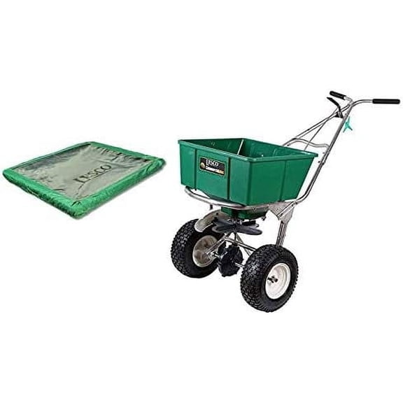 LESCO 101186 High Wheel Walk-Behind Fertilizer Spreader Plus Hopper Cover (Bundle)