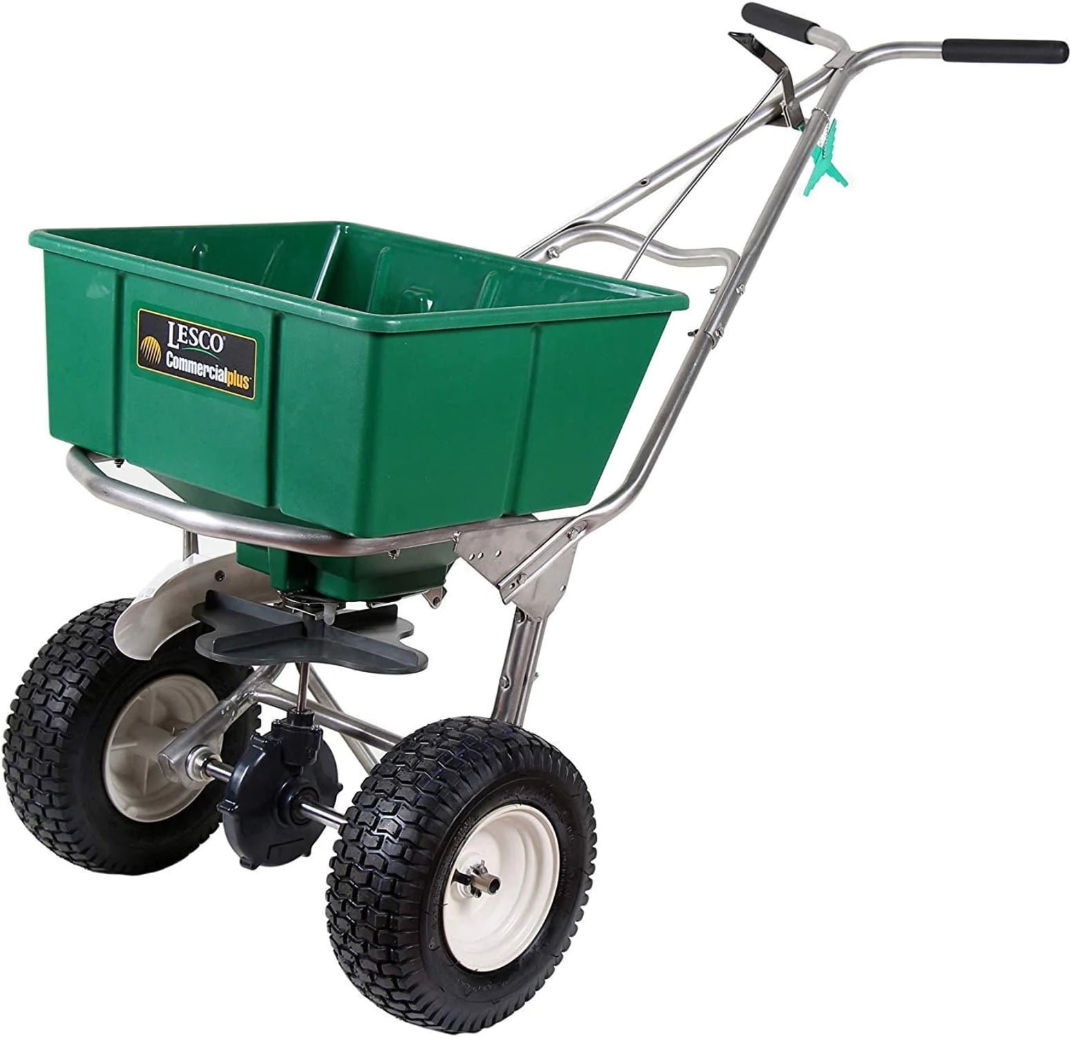 Lesco High Wheel Seed & Fertilizer Spreader, Stainless Steel, 80 Lb
