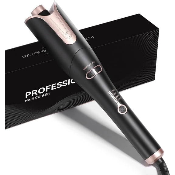 Lescolton Automatic Curling Iron,Hair Curler Automatic Rotating, 4-Speed Heating, 360° Power Cord Rotation, Time Reminder, Black